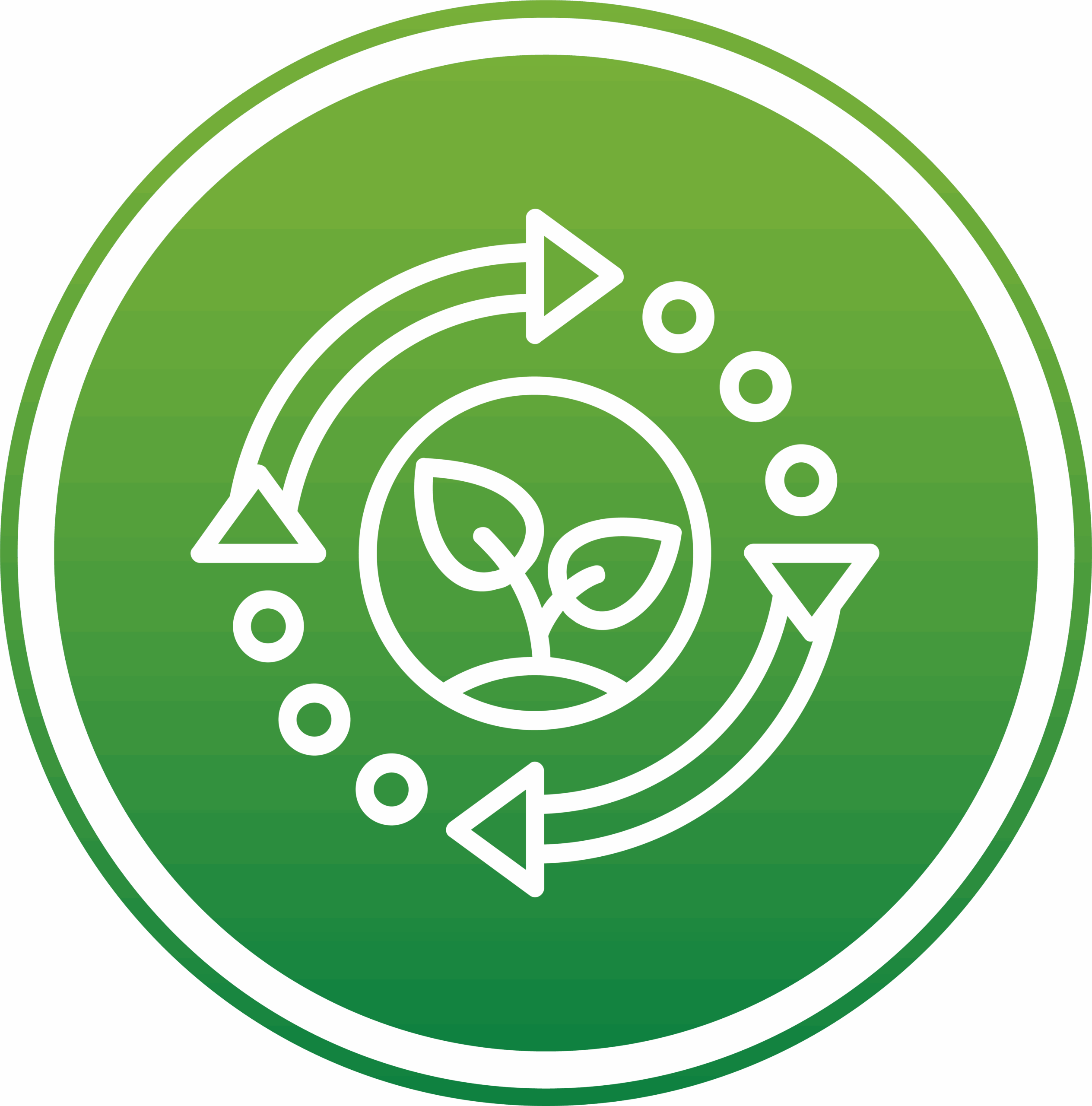 Plant sprouting in the middle of two circular arrows.