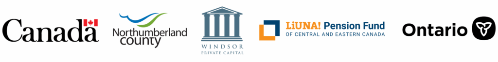 Government of Canada, Northumberland County, Windsor Captial, Liuna Pension Fund and Province of Ontario logo. 