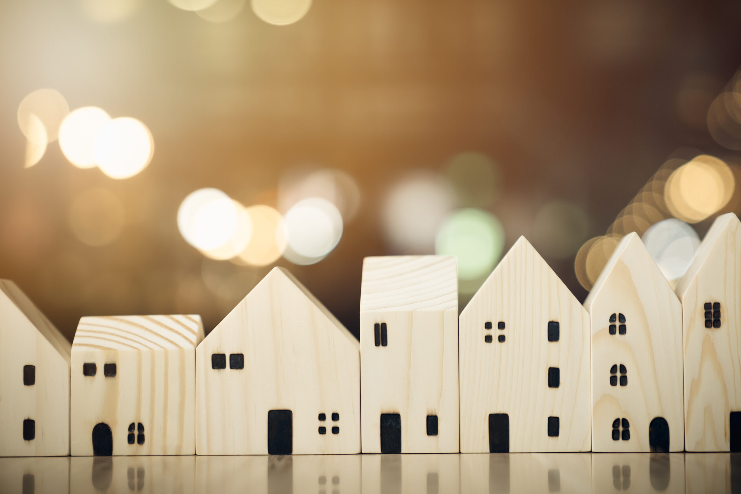 Row of wooden block houses