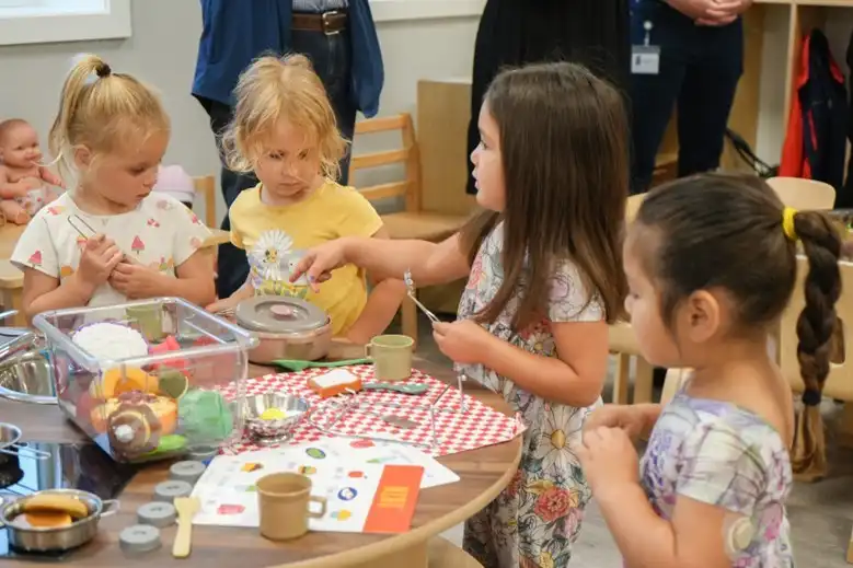 Children playing at the Canton site. 