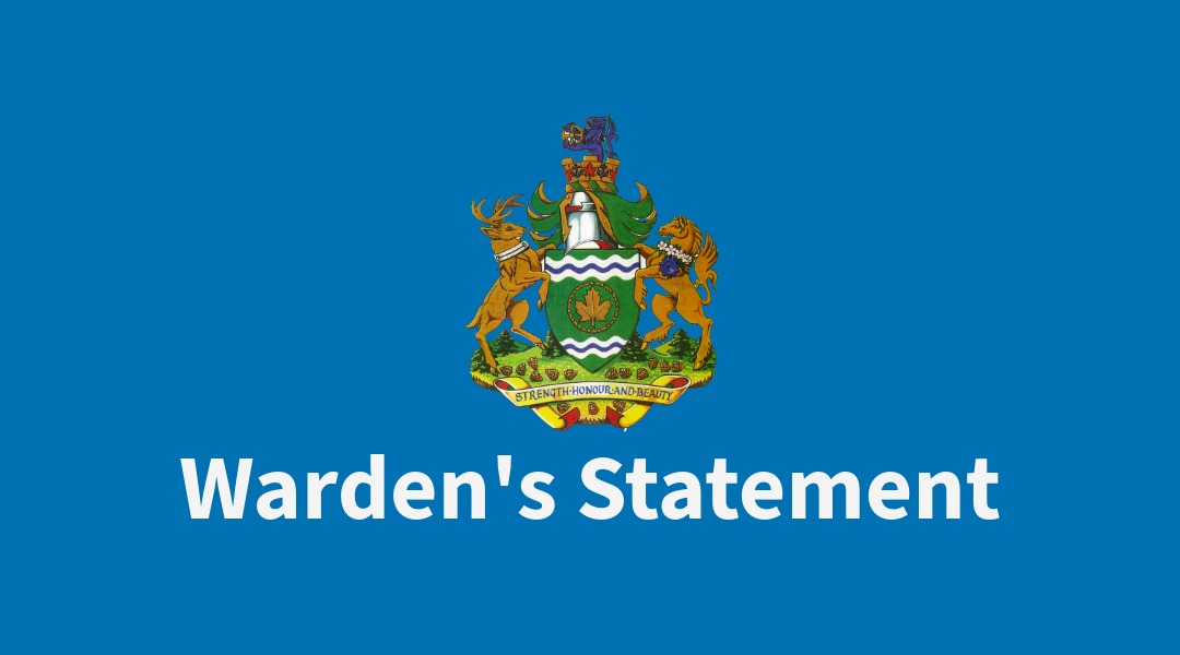 Council crest with text that says 'Warden's Statement'