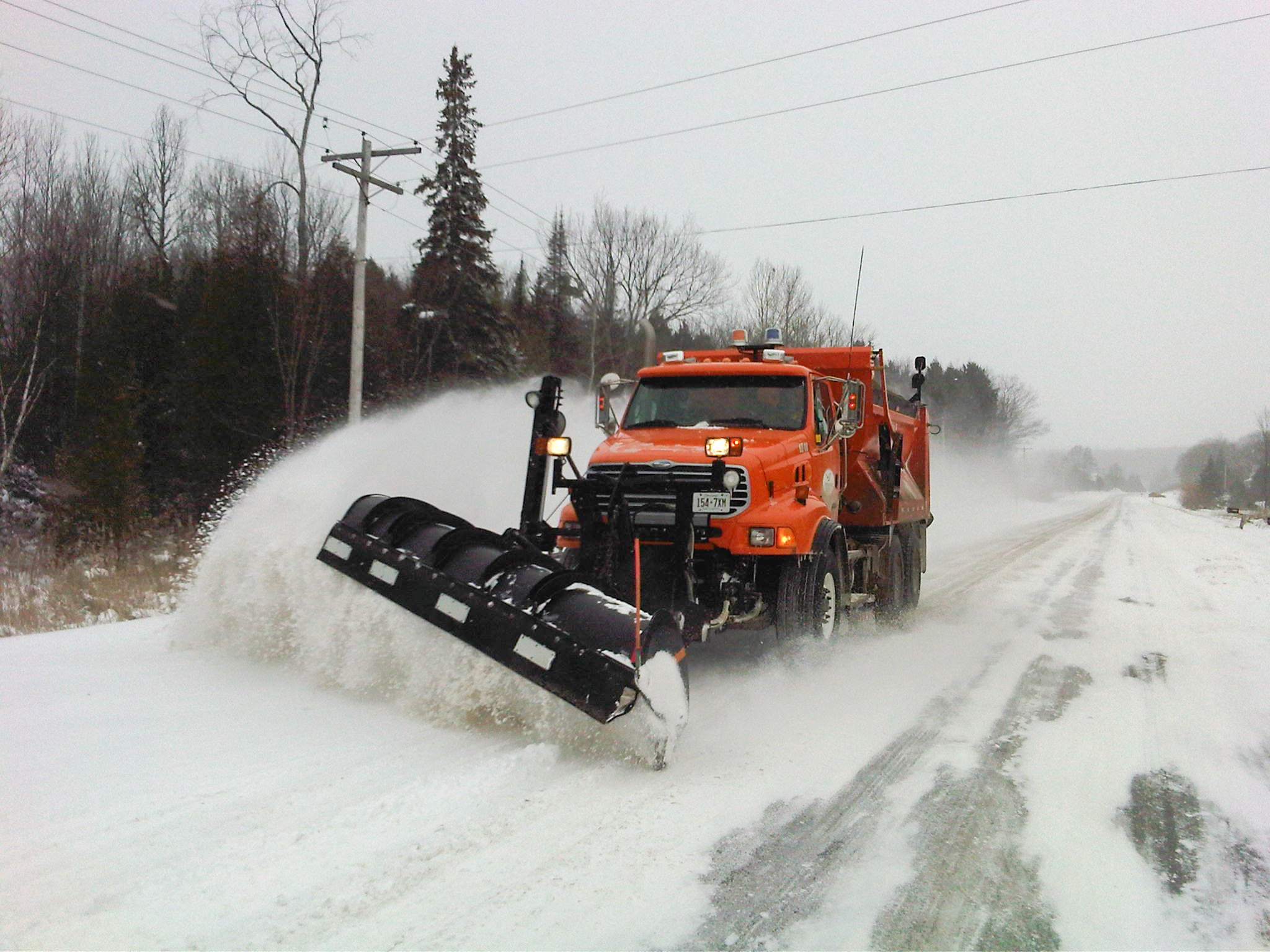 Northumberland County Snowplow clearing a County road.