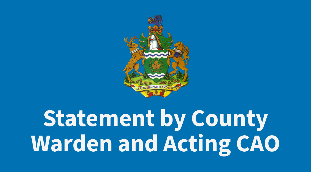 County crest with text that says 'Statement by County Warden and Acting CAO'