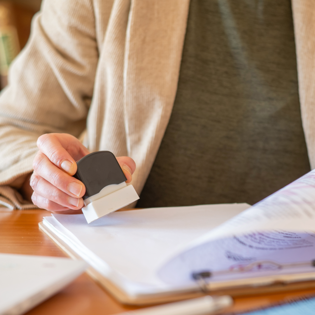 Administrative professional working on paperwork