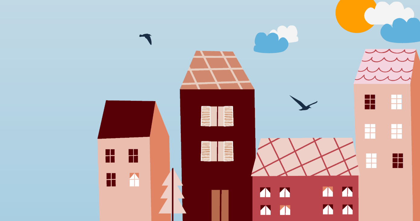 Illustration of various residential buildings
