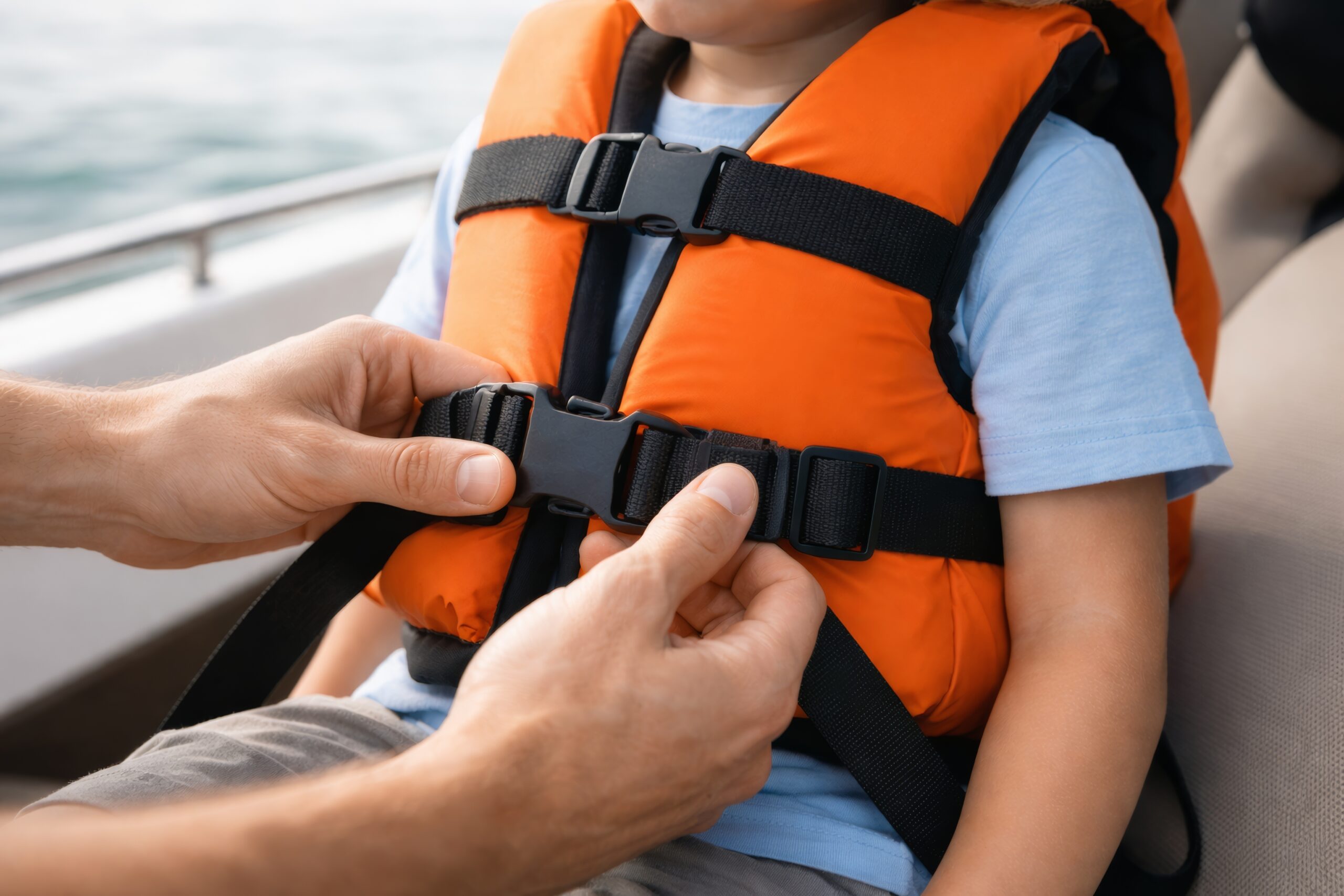 Child wearing a life jacket
