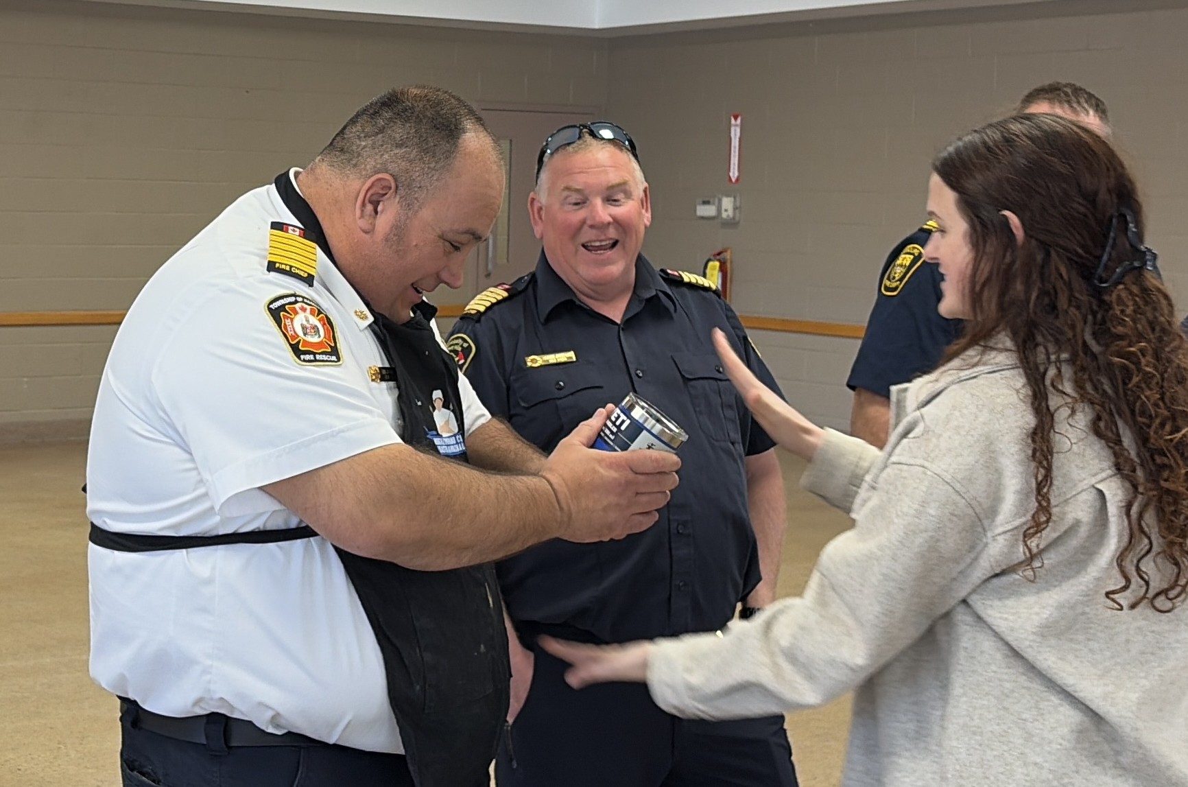 Hamilton Fire Chief receiving award.