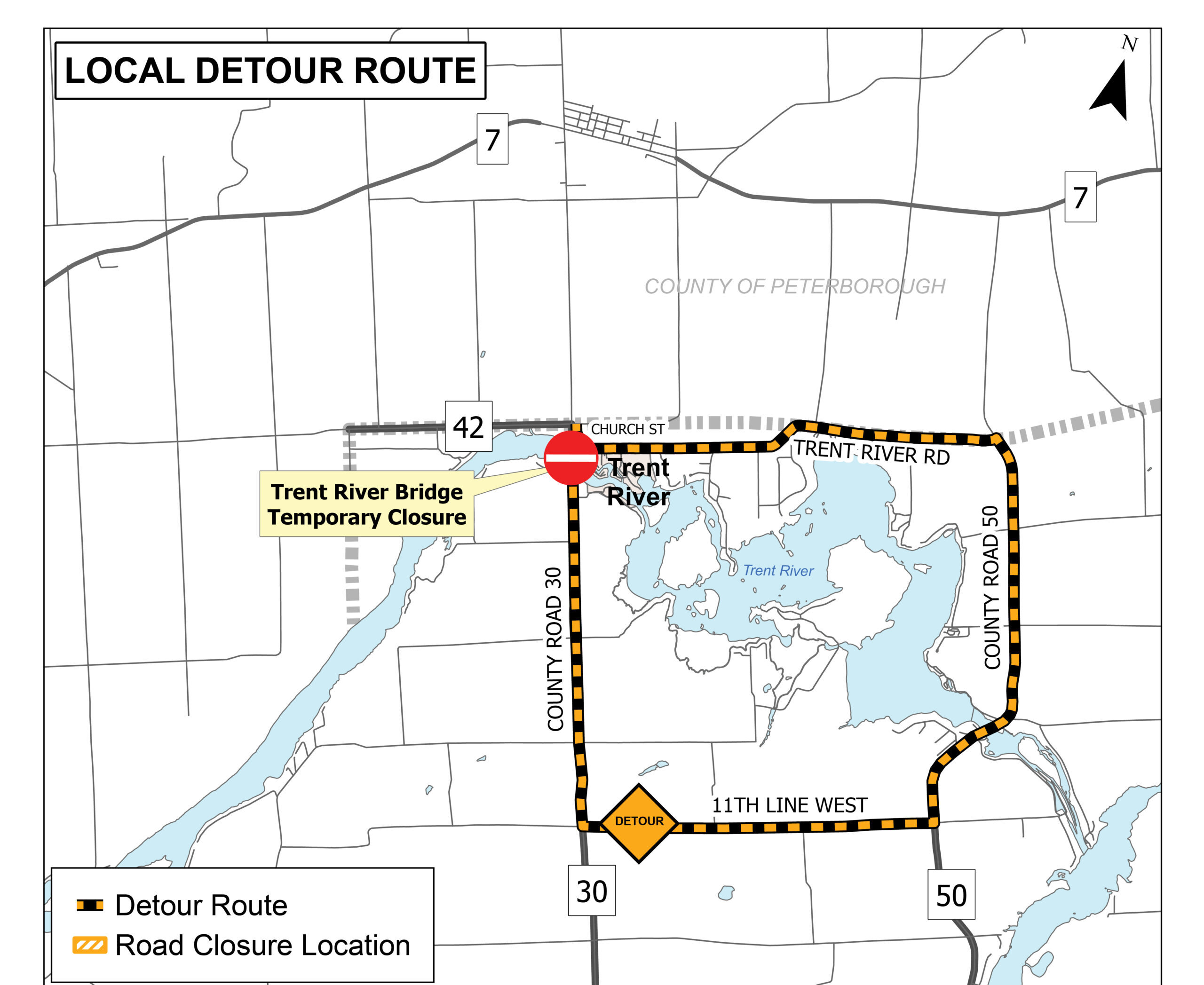 Trent River Bridge Closure Detour