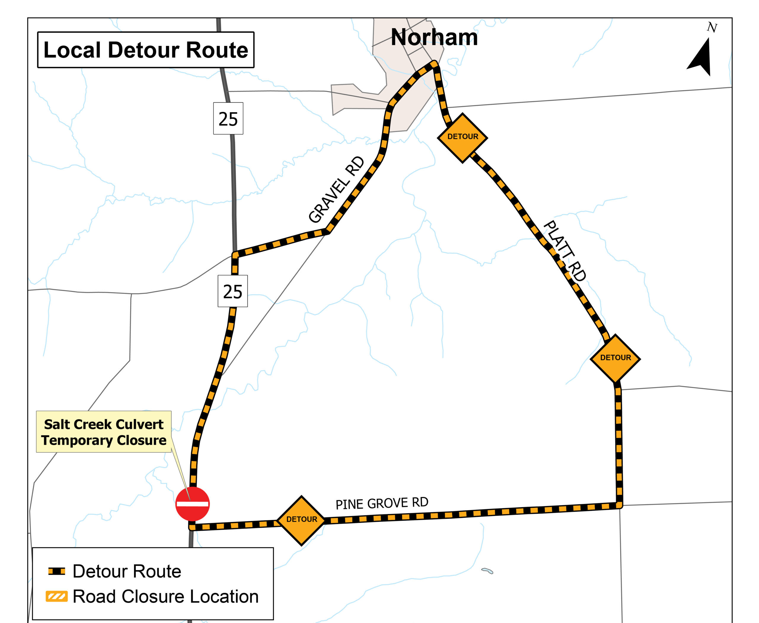 Salt Creek Culvert Detour Map