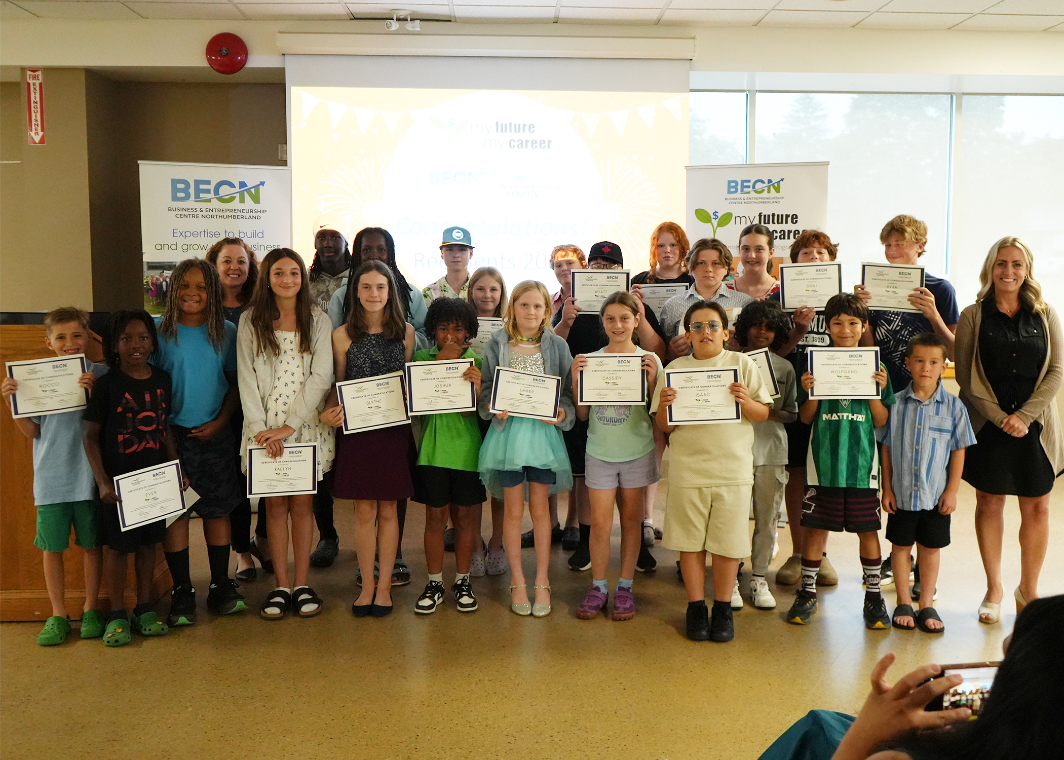 Group of Youth Entrepreneurs holding their certificates.