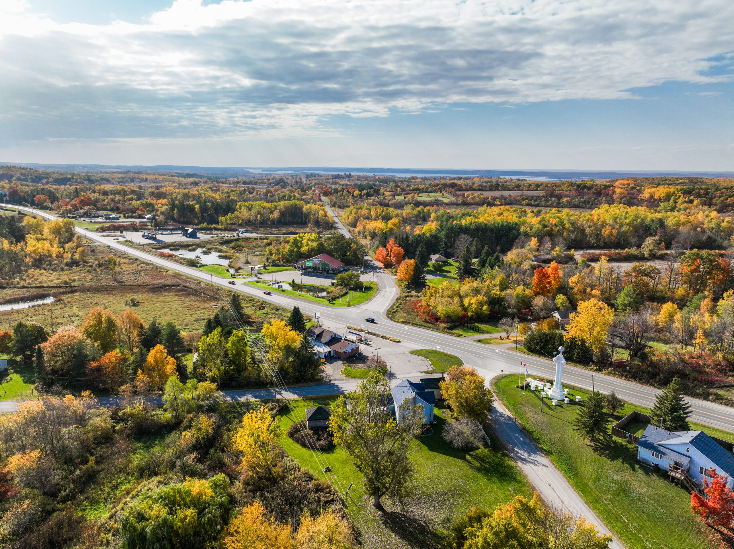 aerial view of County Road 45 in Alderville First Nation