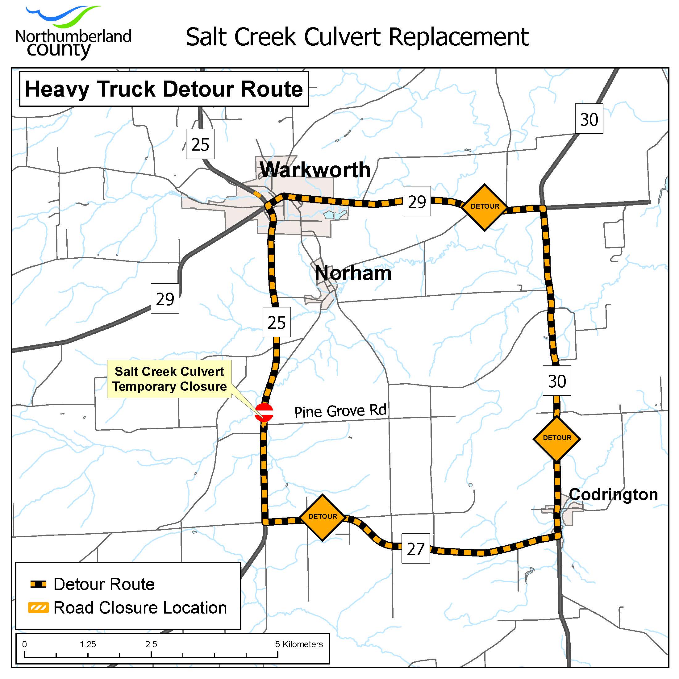 Slat Creek Culvert Heavy Truck Detour Route