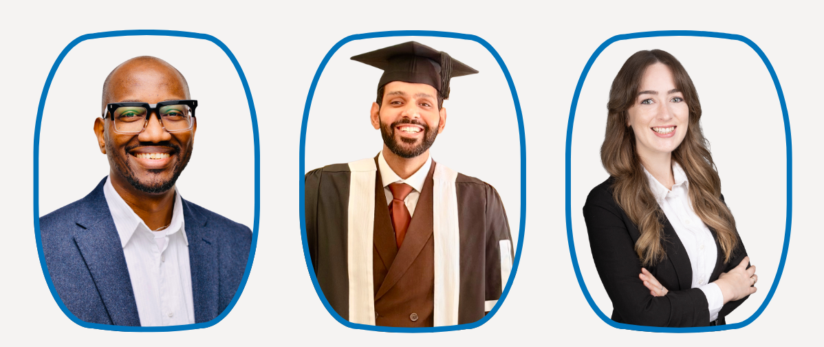 Graphic featuring the headshots of the three recruited physicians.