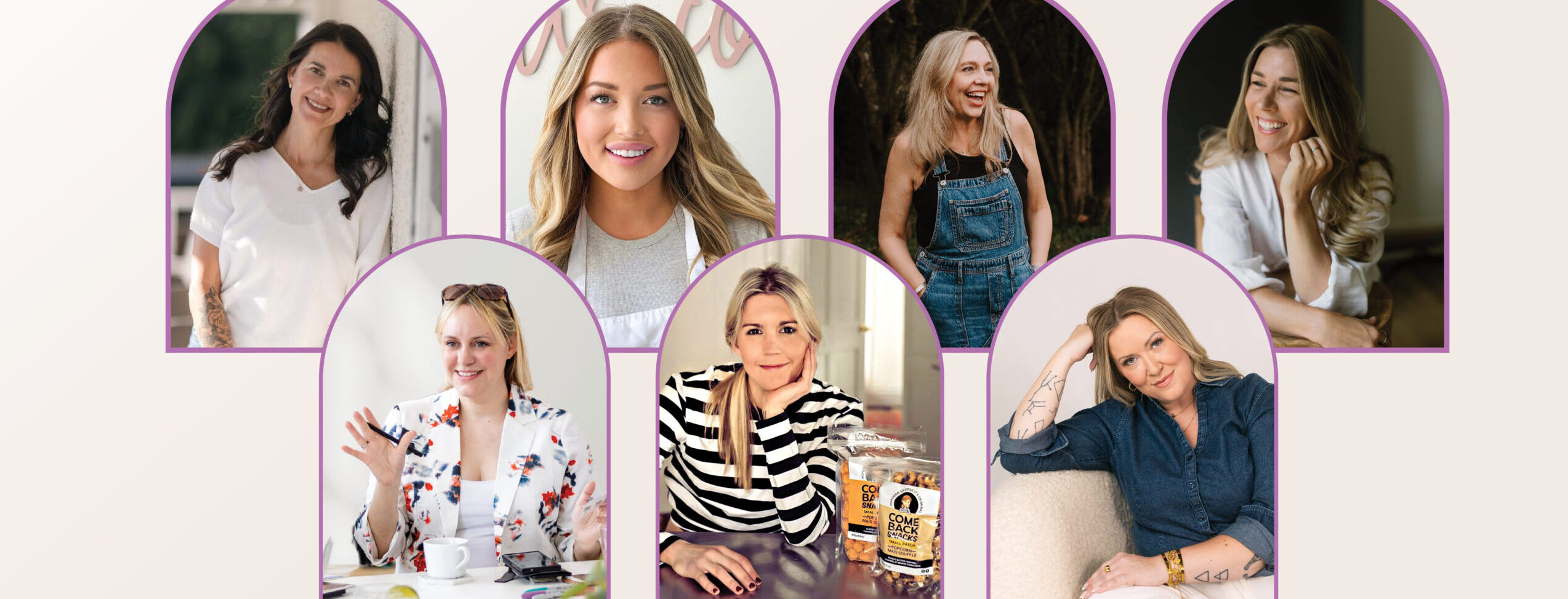 BECN She Owns It Women's Entrepreneurship Conference graphic with pictures of speakers and panelists.'